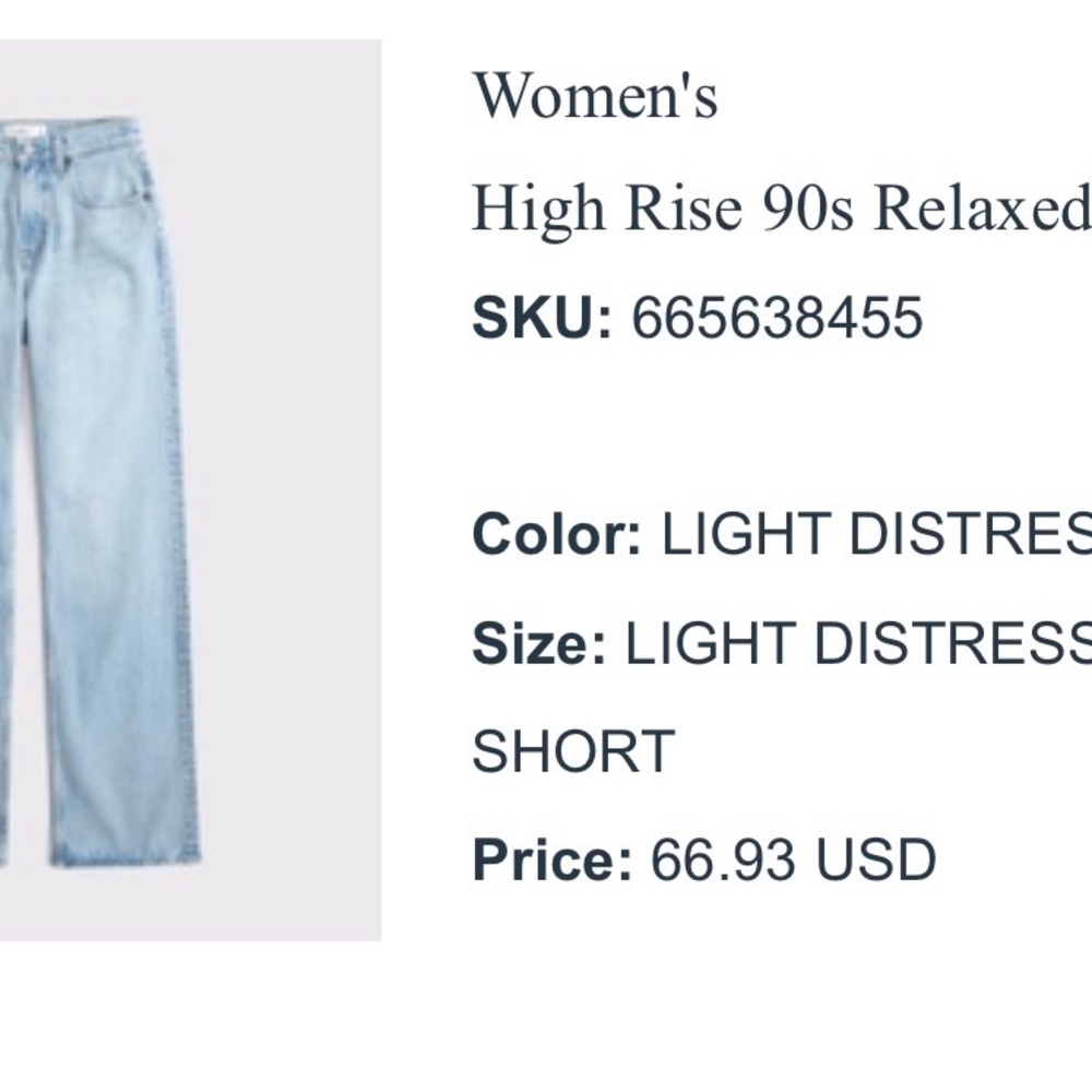Abercrombie & Fitch Women's High Rise Jeans - Light Distressed Blue